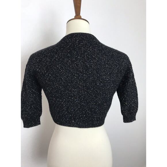 Marc Jacobs Crop Cardigan Sweater Multicolor Metallic Threads - Picture 7 of 10